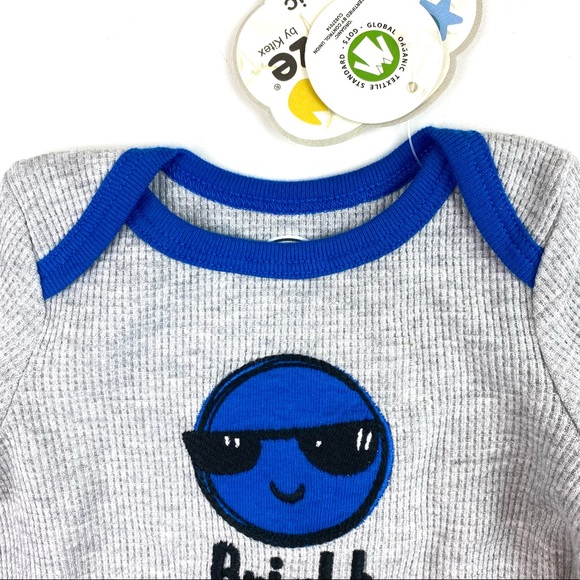 Lamaze Bright Shades Organic Onesie Gray Blue NB - Picture 3 of 9